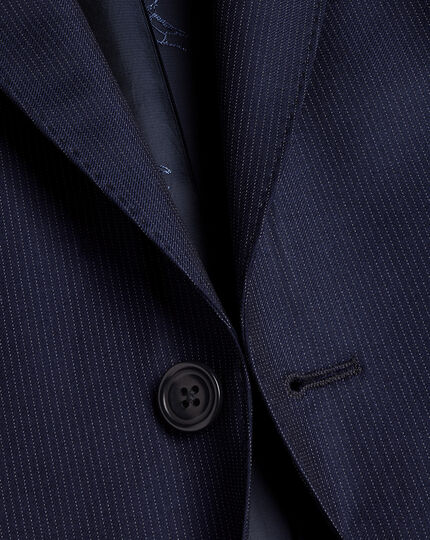 Italian Luxury Narrow Stripe Suit Jacket - Dark Navy