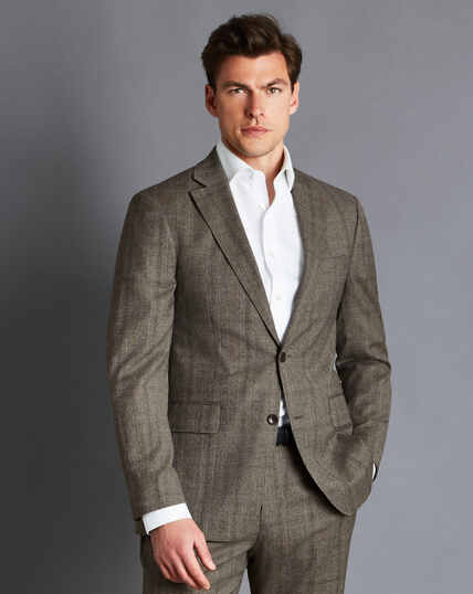 Oatmeal Prince of Wales Check Suit Jacket