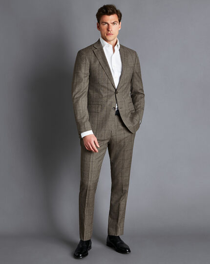 Prince of Wales Check Suit Jacket - Oatmeal