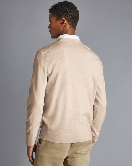 Merino V-Neck Sweater - Stone