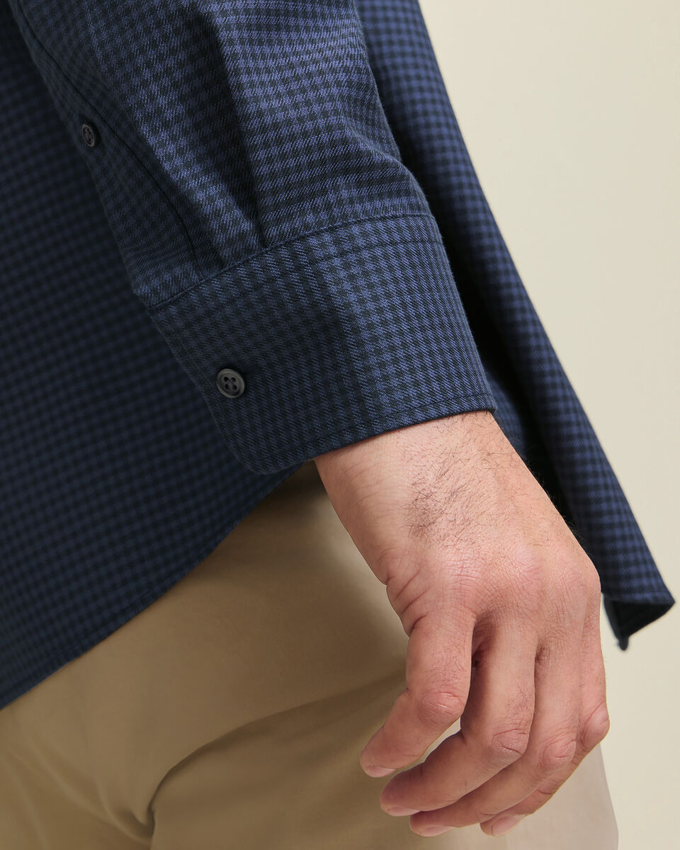 Non-Iron Twill Gingham Shirt - French Blue
