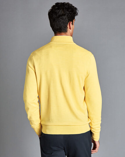 Merino Zip Neck Sweater - Lemon