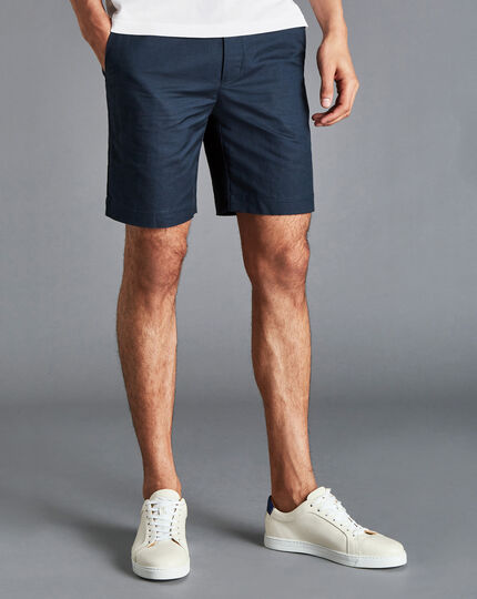Shorts aus Baumwolle und Leinen - Tintenblau