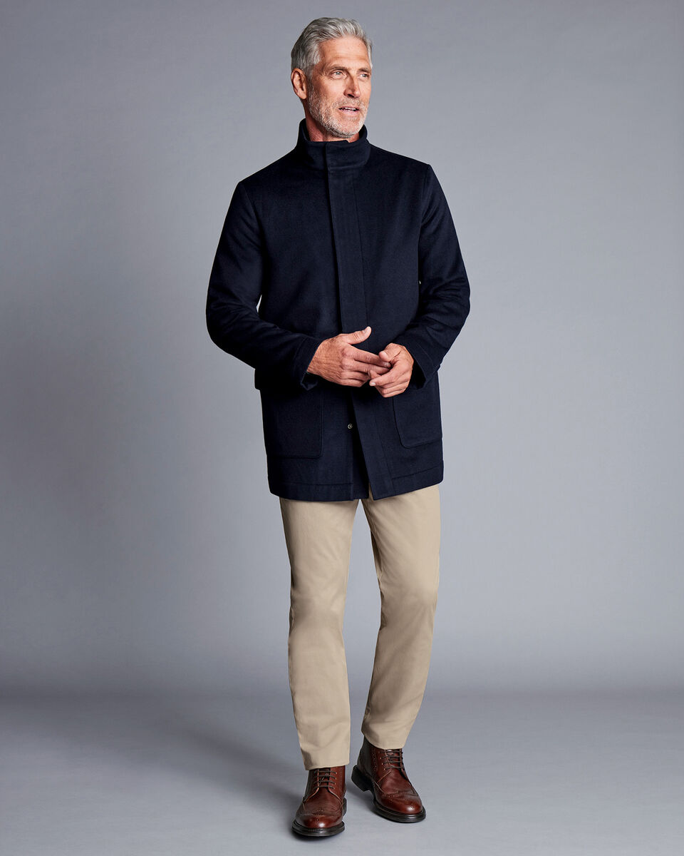 Wool Car Coat Navy Charles Tyrwhitt