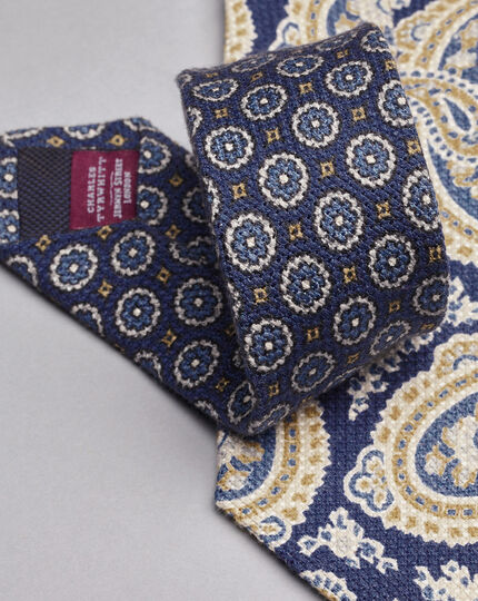Italienische Krawatte aus Seide mit Paisleymuster - Indigoblau & Ozeanblau