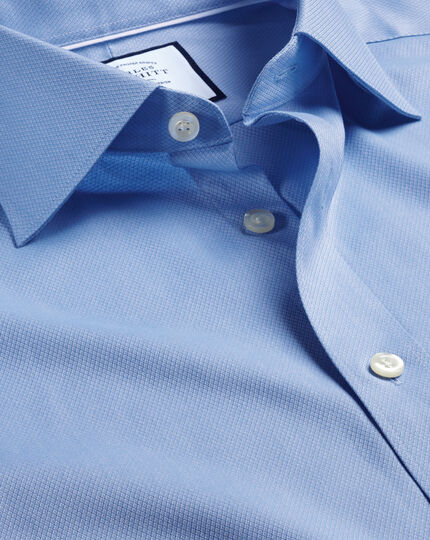 Semi-Cutaway Collar Egyptian Cotton Berkshire Weave Shirt - Cornflower Blue