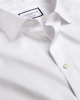 Semi-Spread Collar Egyptian Cotton Windsor Weave Shirt - White