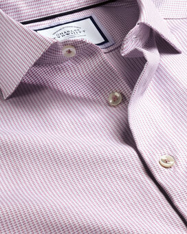 Semi-Cutaway Collar Non-Iron Stretch Texture Shirt - Dark Pink