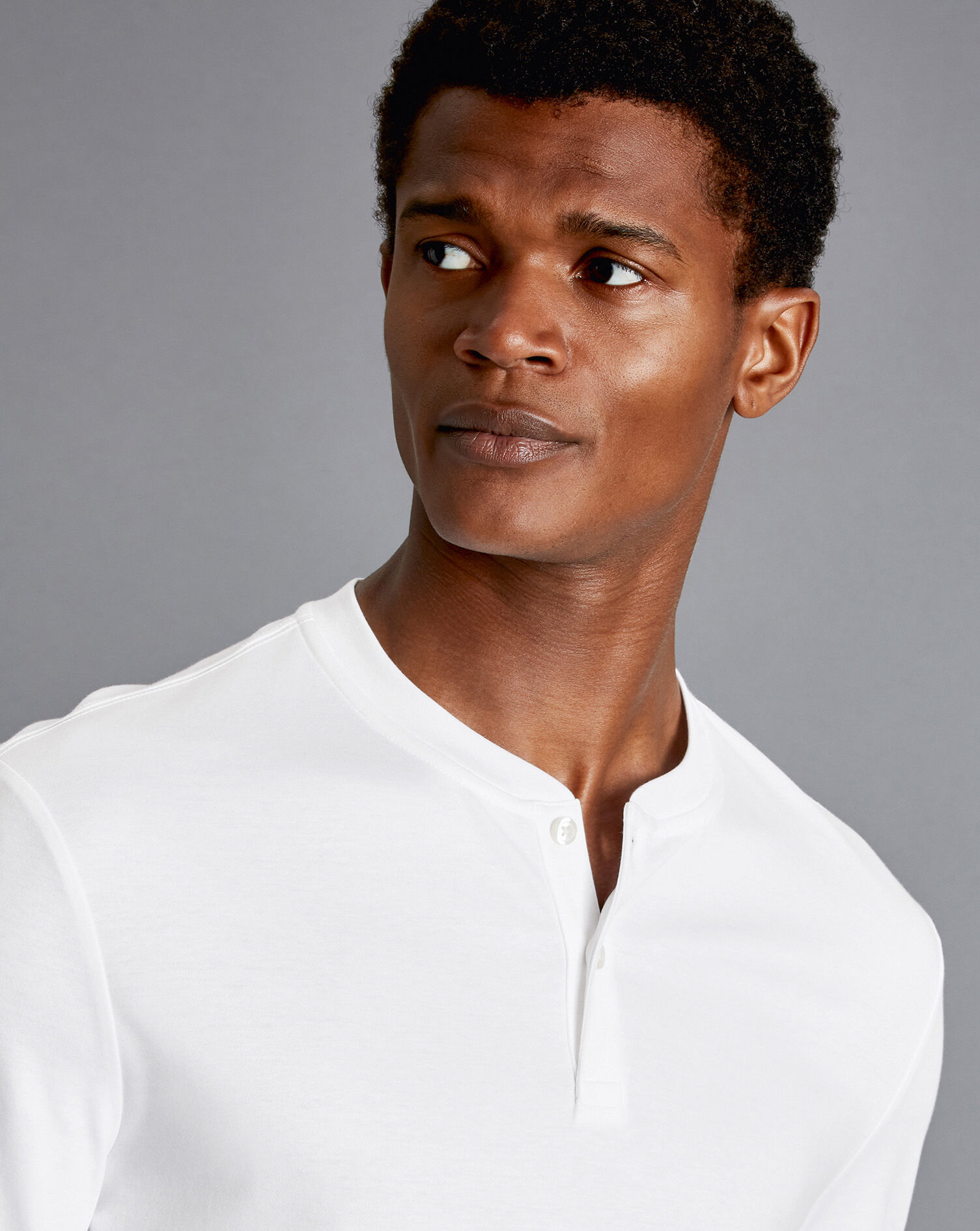 Henley Long Sleeve Top - White 