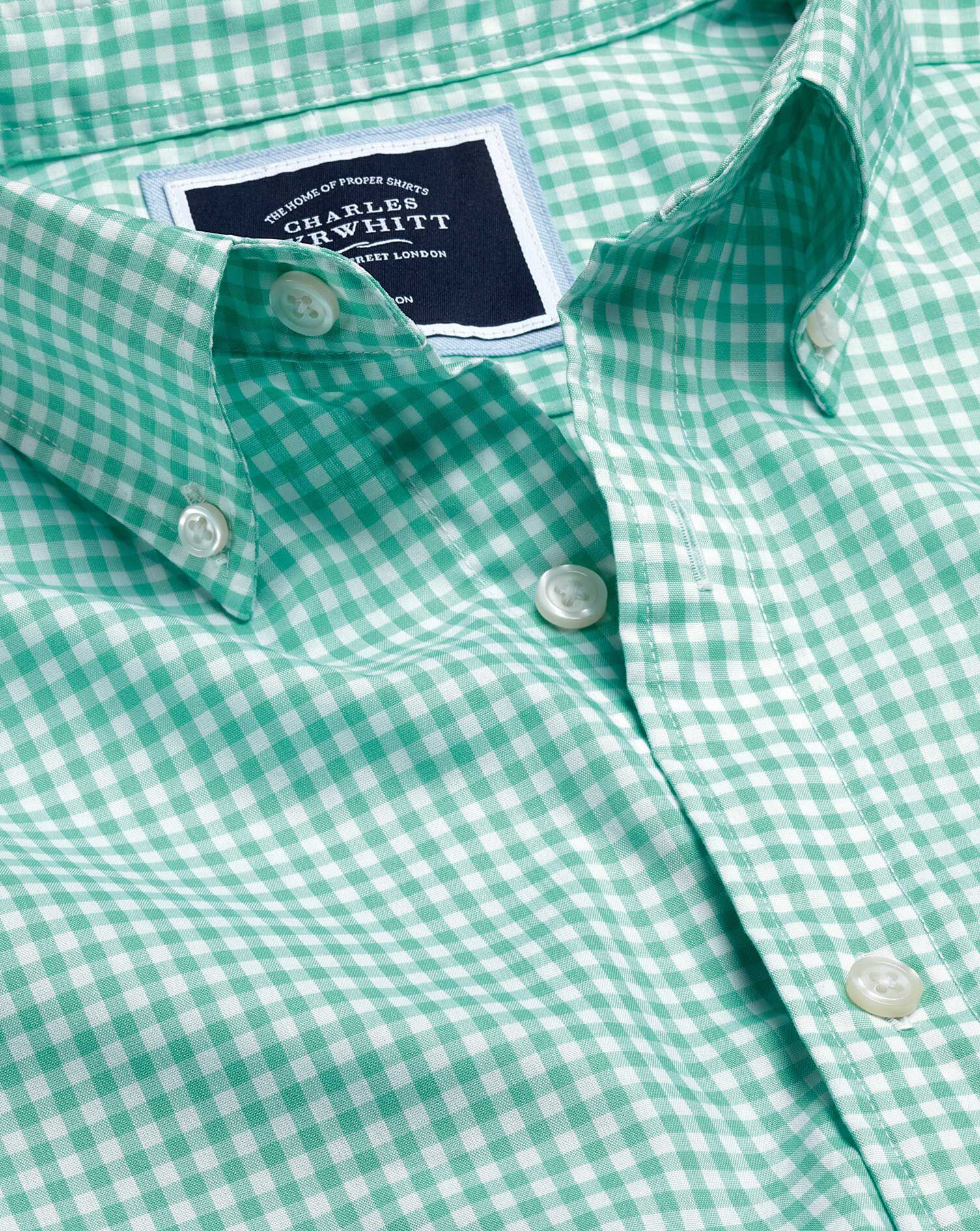 Charles Tyrwhitt Charles Tyrwhitt Mens Shirts Gingham Classic Collar Check Green Shirt Slim BNWT 