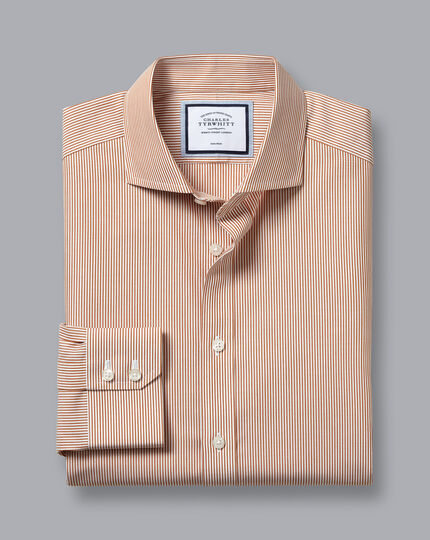 Cutaway Collar Non-Iron Bengal Stripe Shirt - Rust