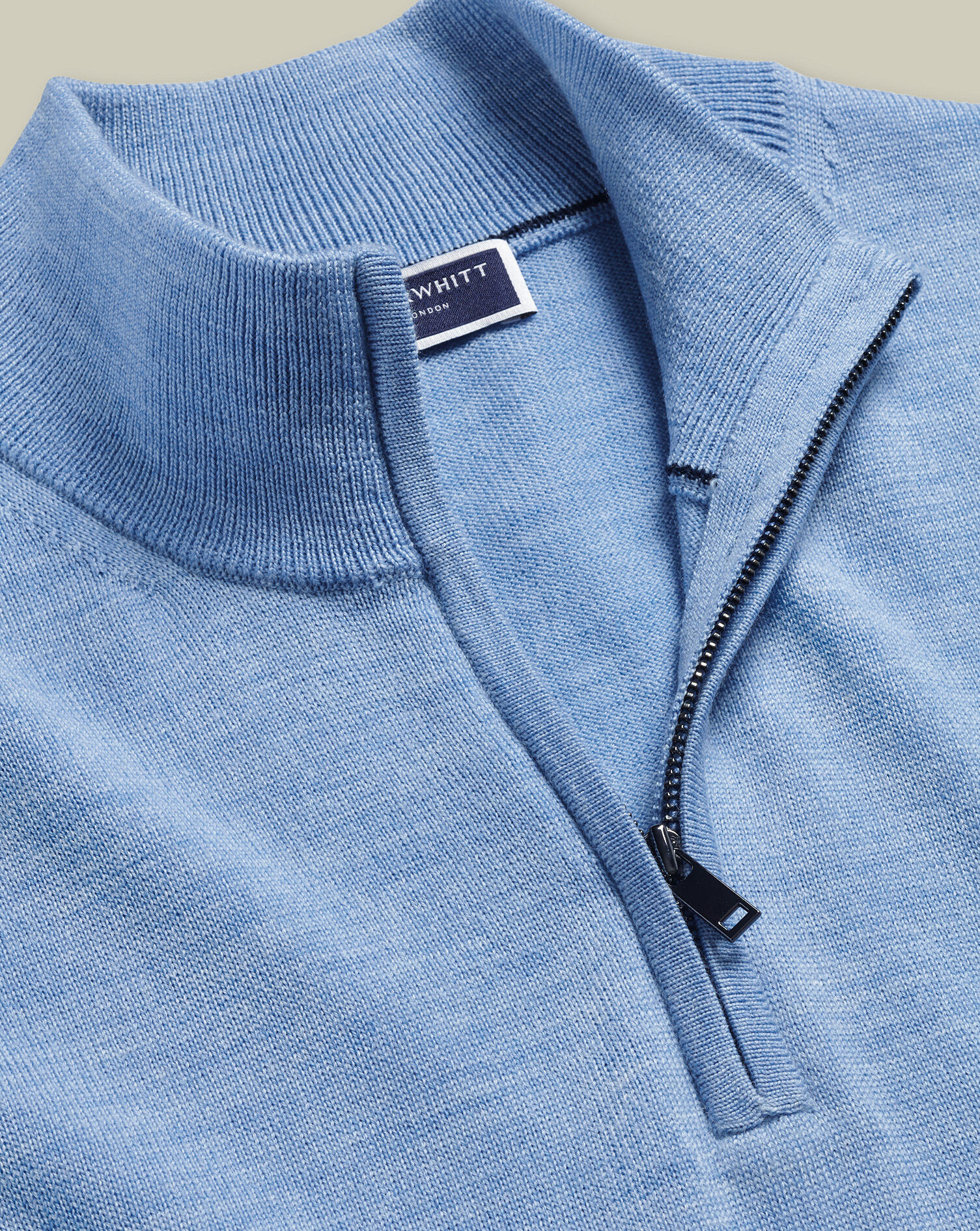Pure Merino Quarter Zip Sweater - Cornflower Blue | Charles Pure Merino Quarter Zip Sweater - Cornflower Blue | Charles