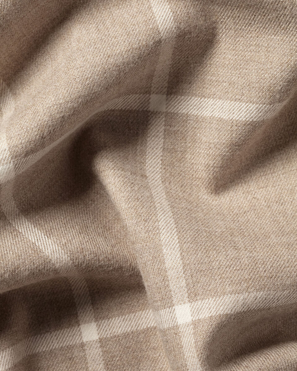 Geborsteld Flanel Overhemd Met Ruitpatroon - Taupe