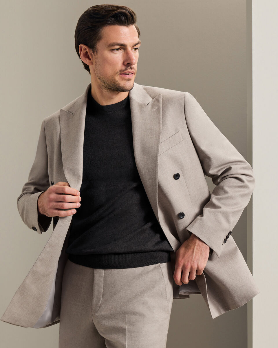Italienischer Luxus-Flanellanzug mit Zweireiher - Taupe