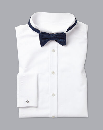 Wing Collar Marcella Bib Tuxedo Shirt  - White
