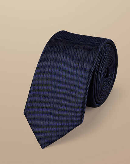 Cravate fine en soie résistante aux taches - Bleu de France
