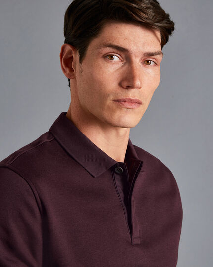 Long Sleeve Polo Collar Sweatshirt - Wine