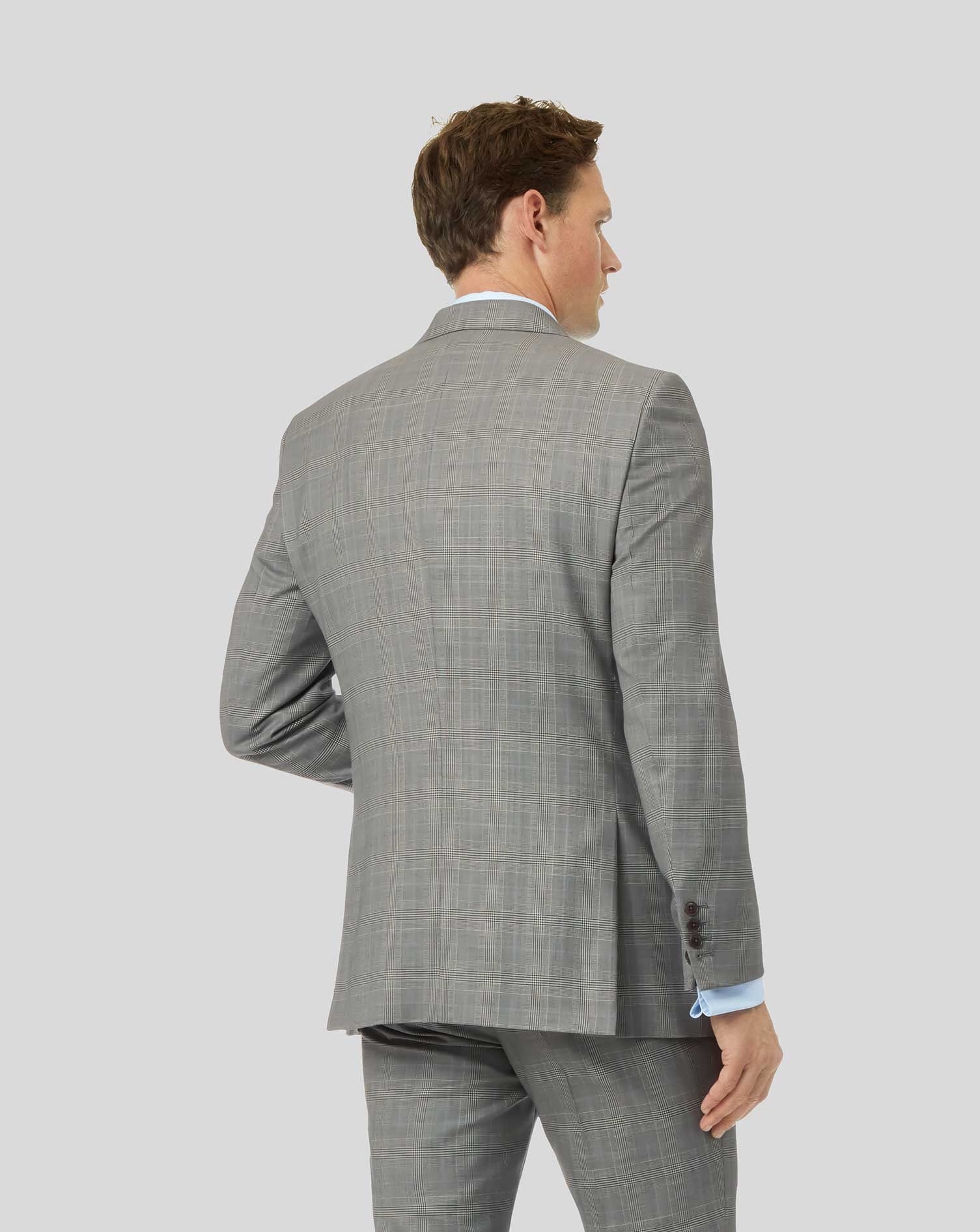 Prince of Wales Check British Luxury Suit Jacket - Grey | Charles Tyrwhitt