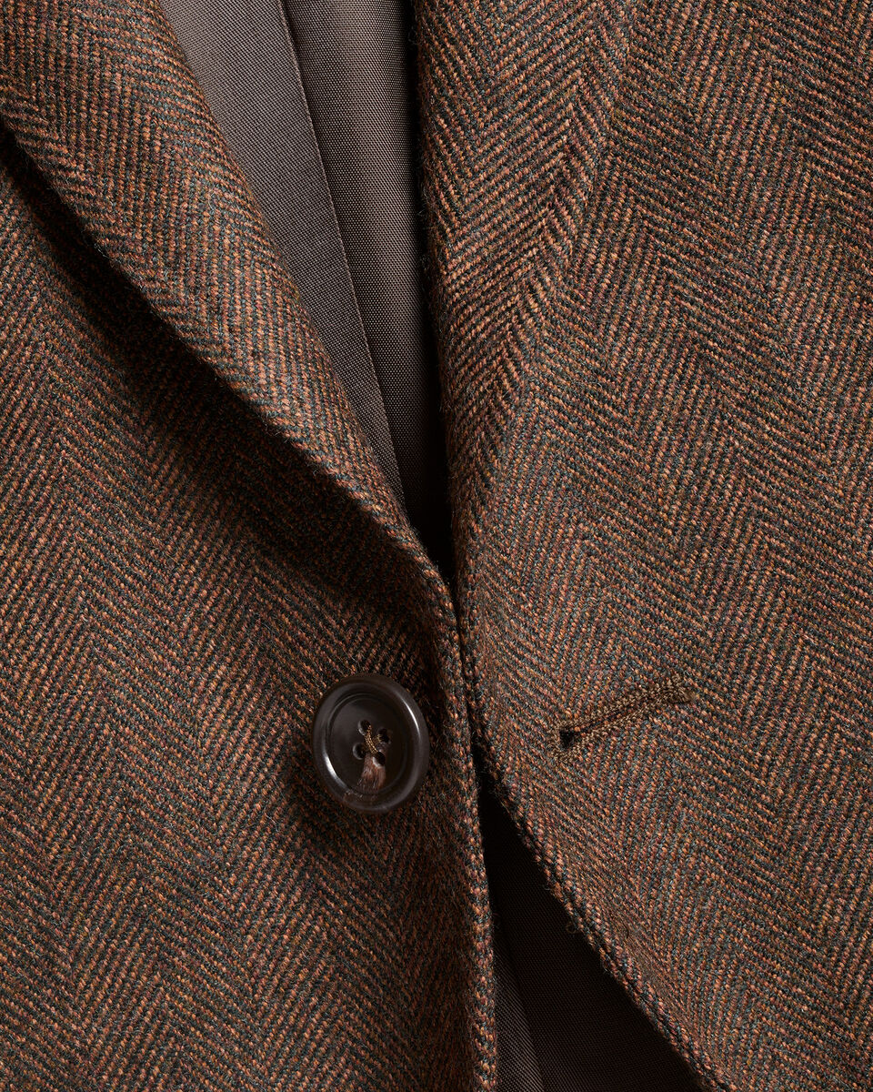 Herringbone Wool Texture Jacket - Rust | Charles Tyrwhitt
