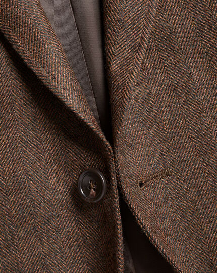 Herringbone Wool Texture Jacket - Rust