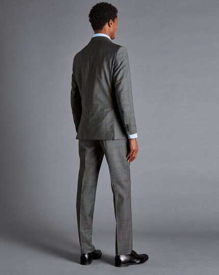 Italian Luxury Prince of Wales Check Suit Jacket - Grey