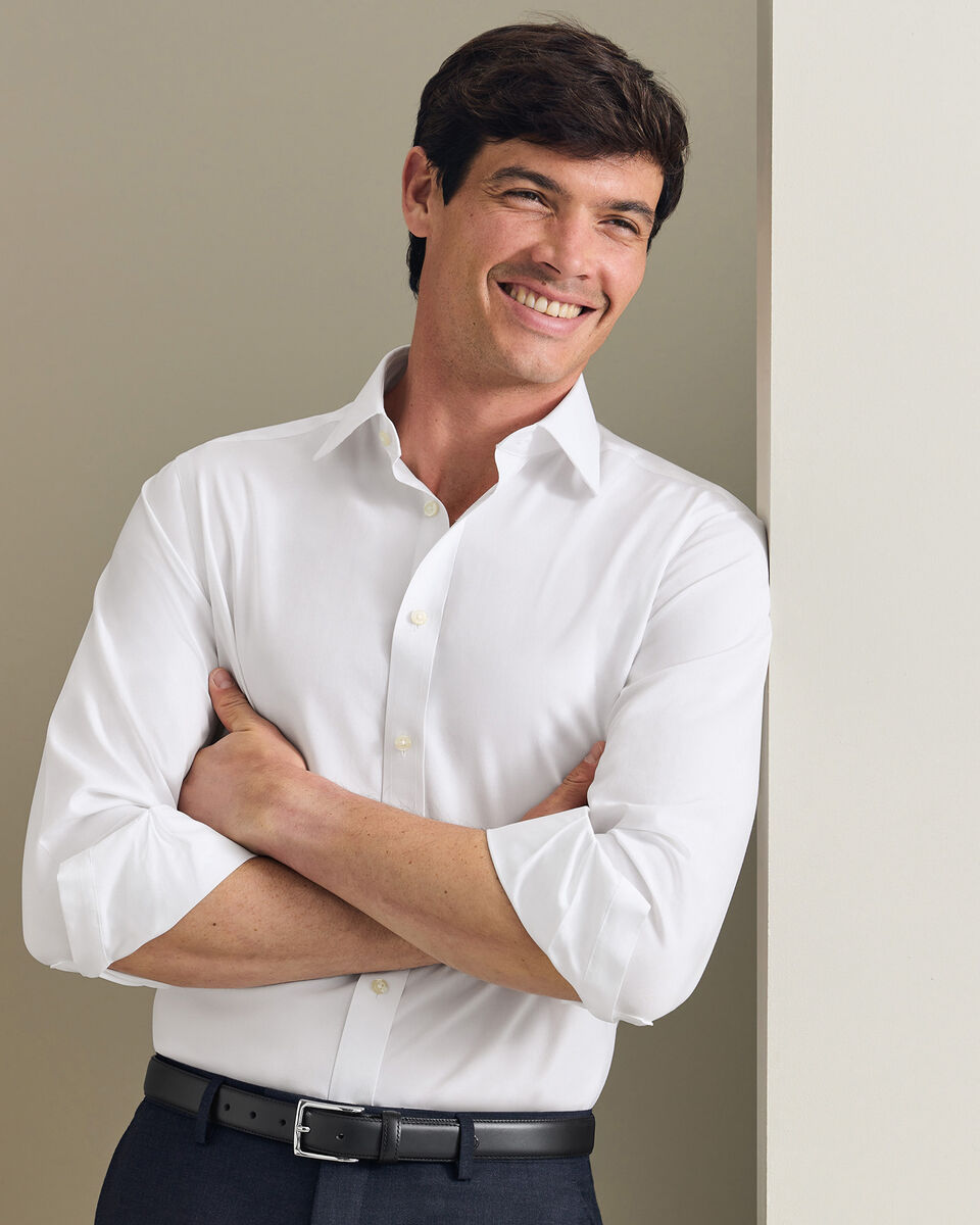 Non-Iron Stretch Poplin Shirt - White