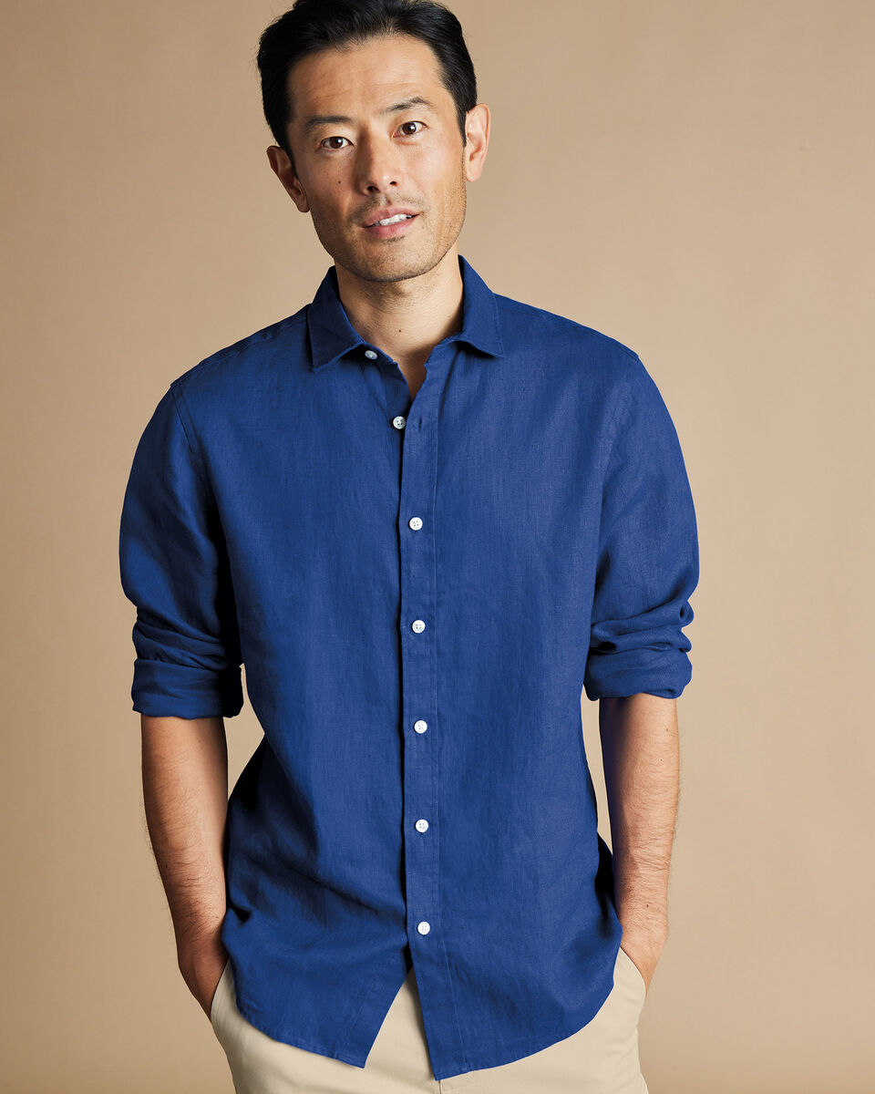 Cobalt Blue Royal Blue Shirt Combination Pure Linen Shirt Royal