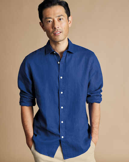 Pure Linen Shirt - Royal Blue