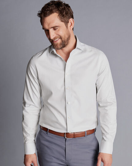 Cutaway Collar Non-Iron Twill Shirt - Silver Grey
