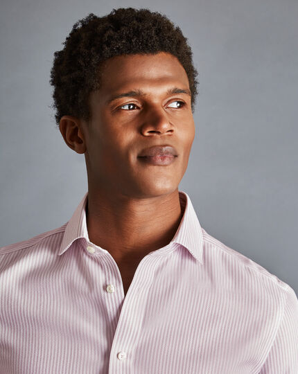 Spread collar Non-Iron Richmond Weave Stripe Shirt - Light Pink