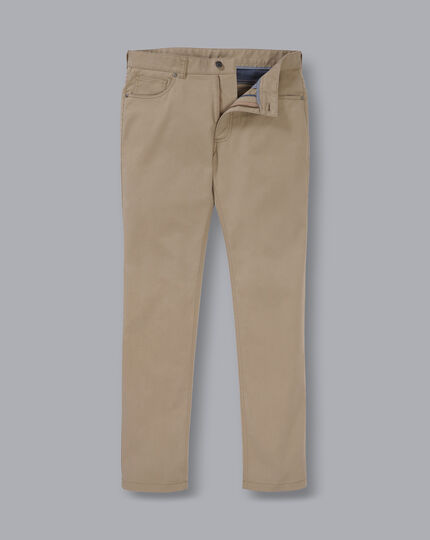 Cotton Stretch 5-Pocket Trousers - Mocha