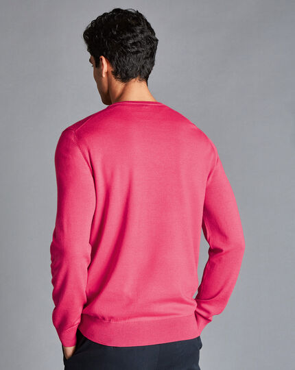 Merino Crew Neck Sweater - Bright Pink