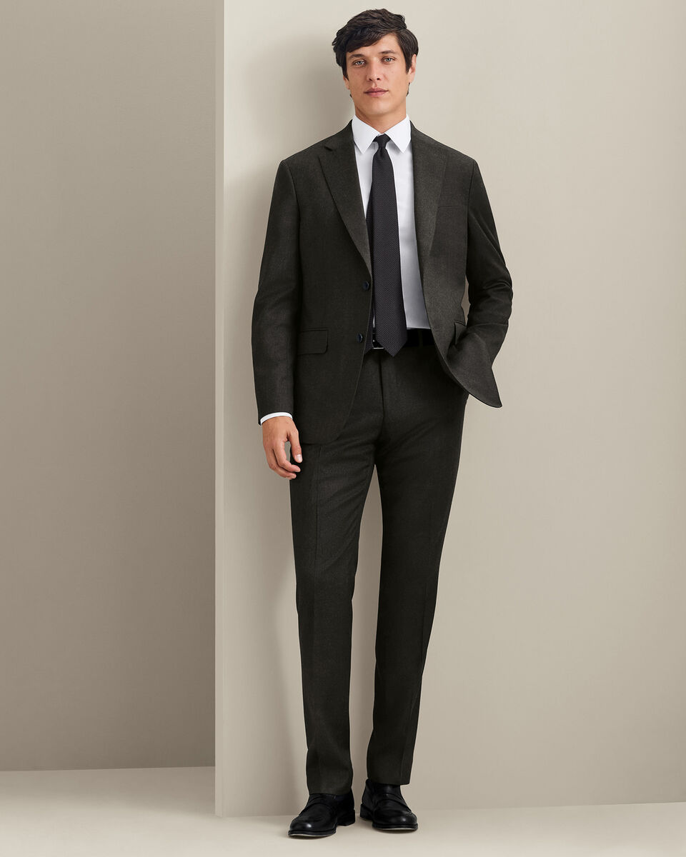 Italian Flannel Suit Jacket - Olive Green