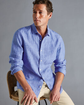 Pure Linen Shirt - Cobalt Blue