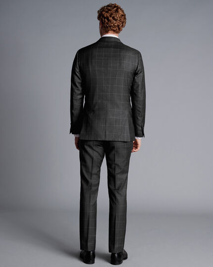 Italian Luxury Windowpane Suit Jacket - Grey
