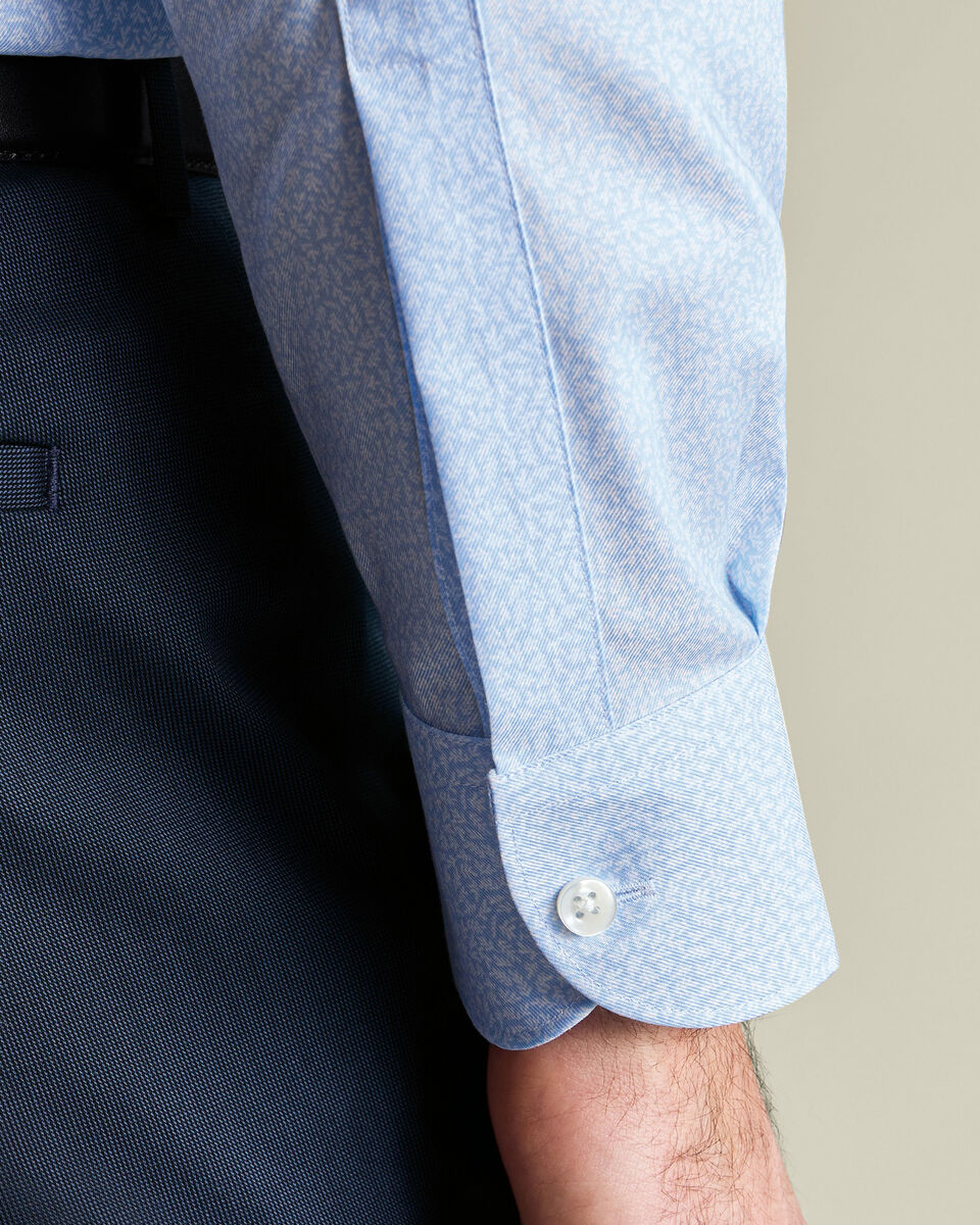 Non-Iron Stretch Print Shirt - Sky Blue