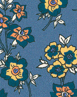 Floral Print Poplin - Heather Blue
