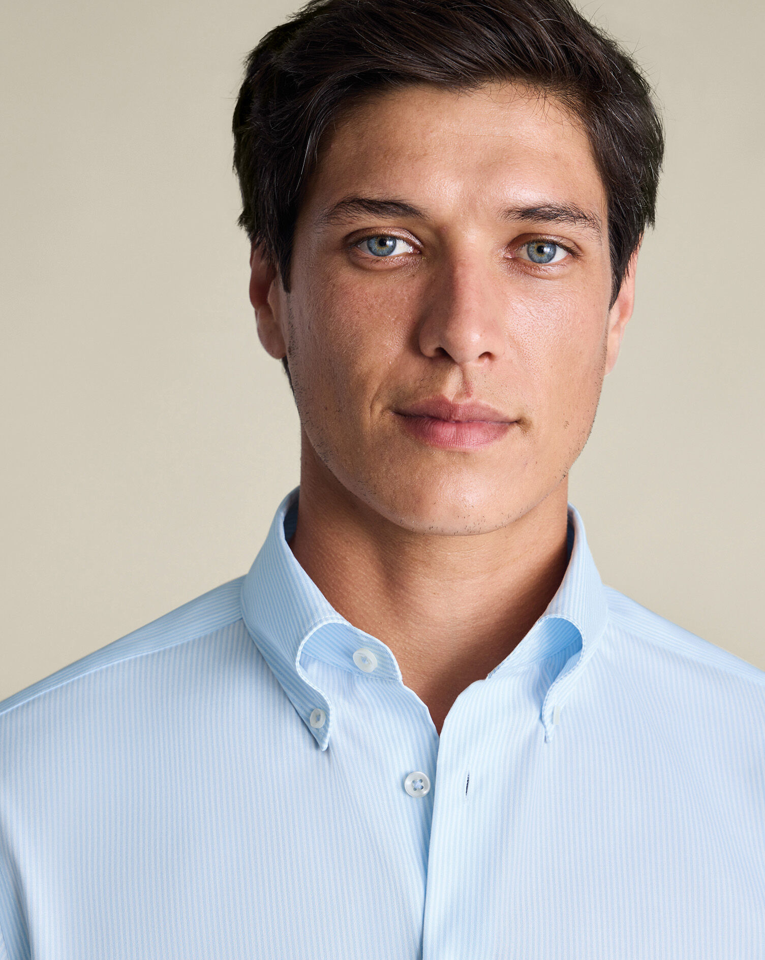 Button-Down Non-Iron Stretch Oxford Stripe Shirt – Sky Blue