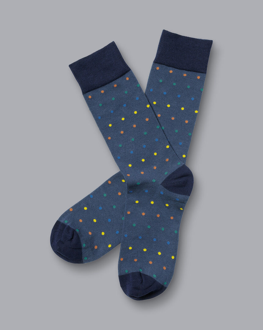 Spot Socks - Steel Blue Multi