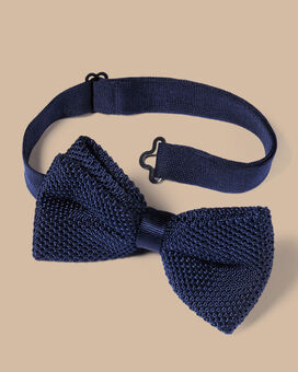 Silk Knitted Bow Tie - Navy