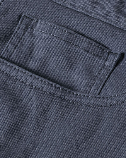 Textured Washed 5-Pocket Trousers - Denim Blue