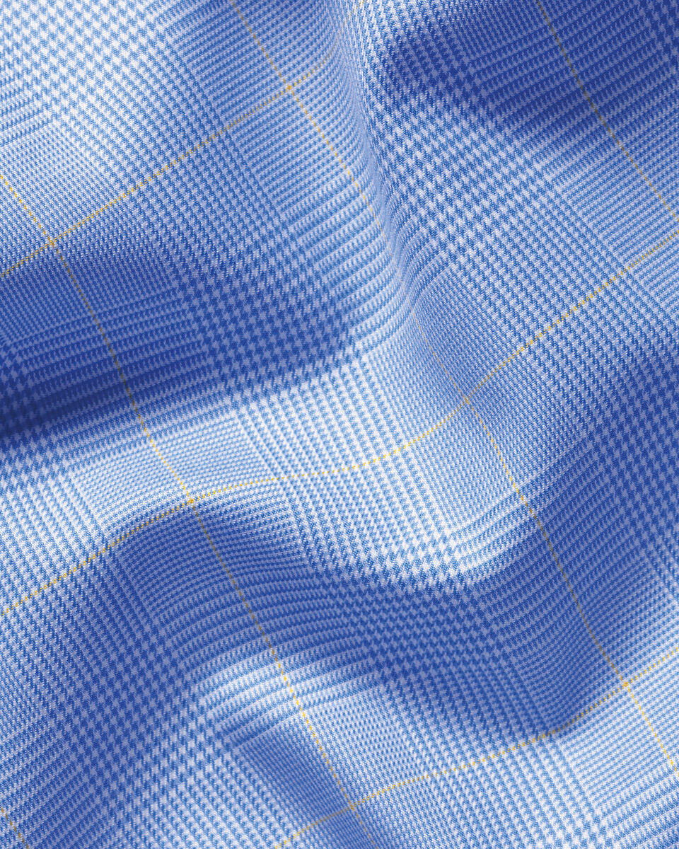 Chemise &Agrave; Carreaux Prince-De-Galles Sans Repassage - Bleu Oc&eacute;an