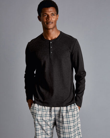 Henley Long Sleeve Pajama Top - Charcoal