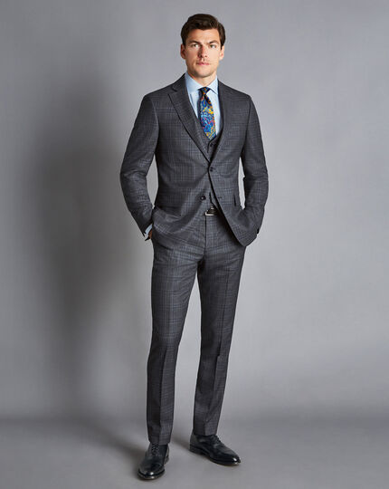 Ultimate Performance Prince of Wales Check Suit - Steel Blue