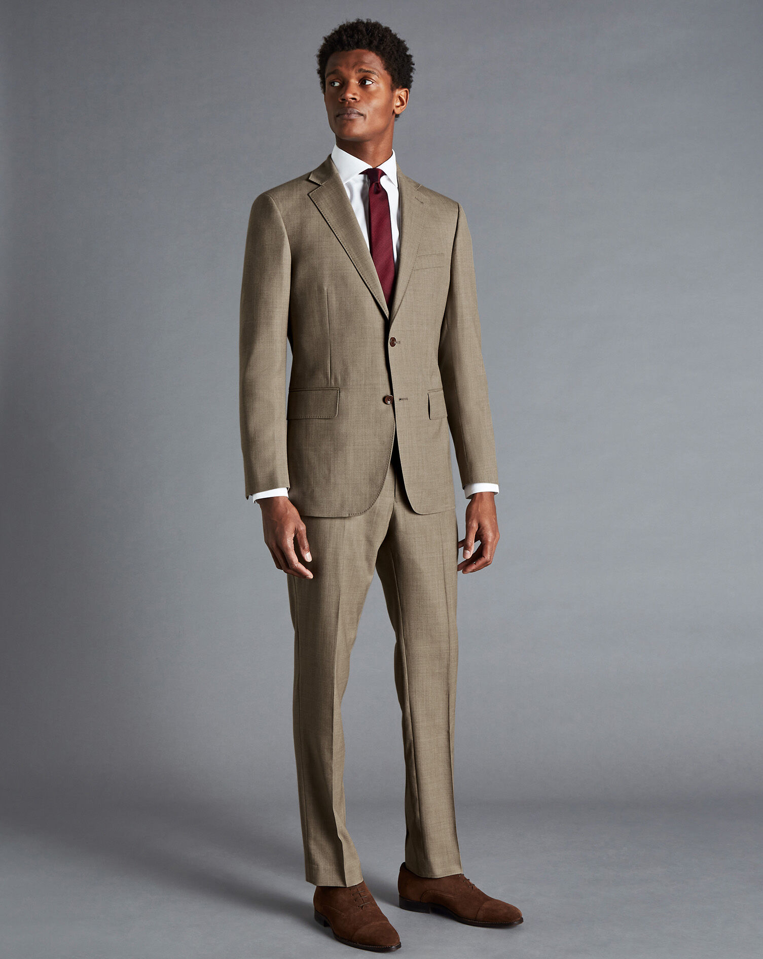 Sharkskin Suit - Oatmeal | Charles Tyrwhitt