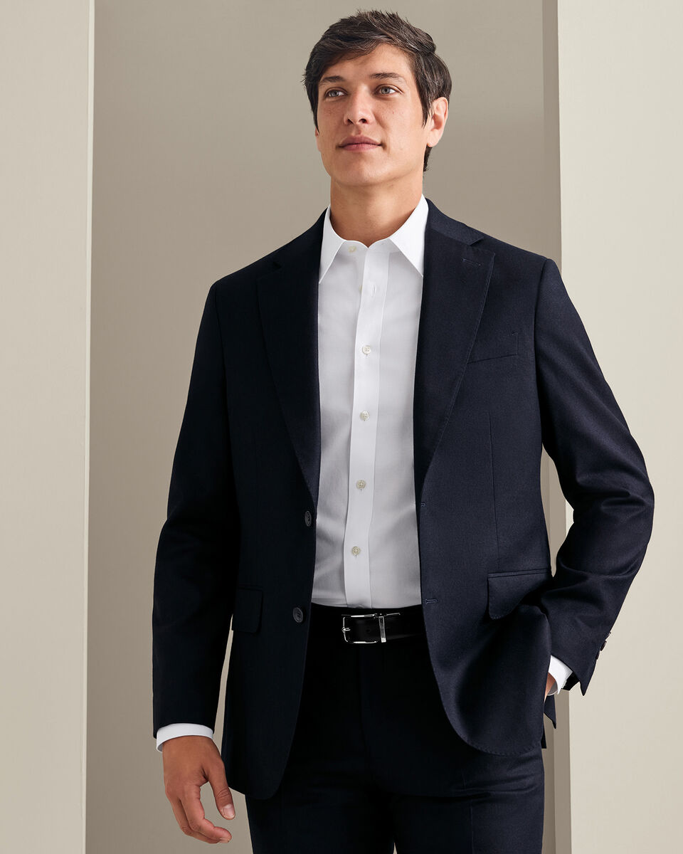 Italian Flannel Suit Jacket - Navy