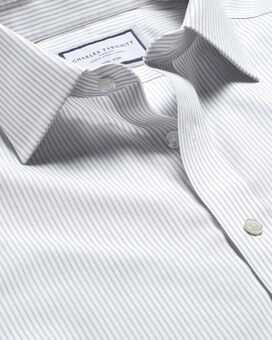 Bügelfreies Oxfordhemd mit Streifen - Silbergrau