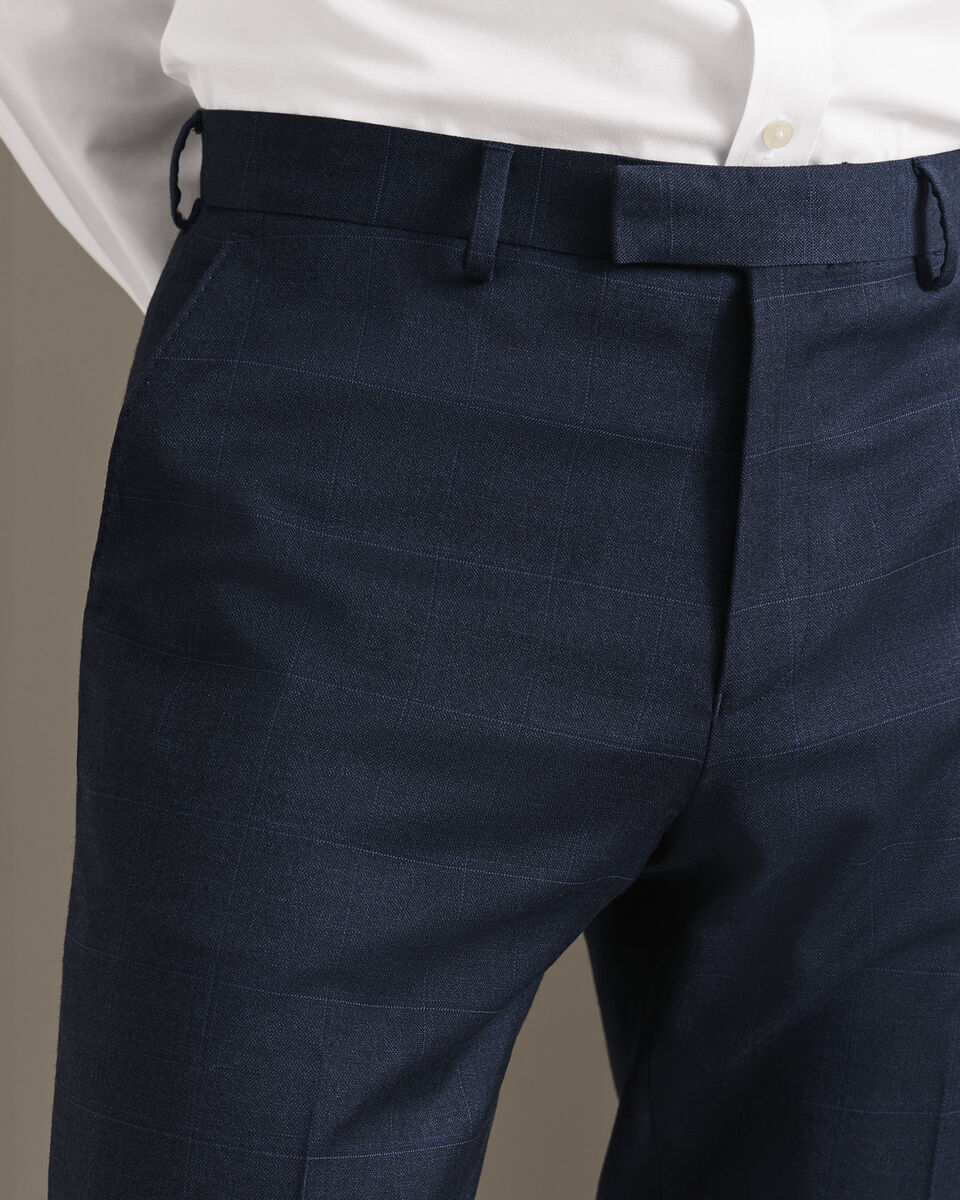 Check Suit Trousers - Indigo Blue