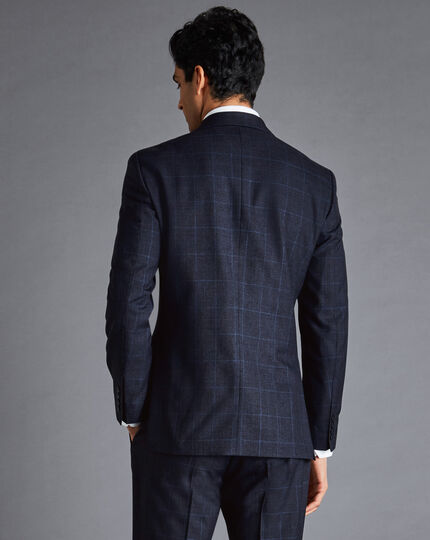 Italian Luxury Prince of Wales Check Suit Jacket - Ink Blue