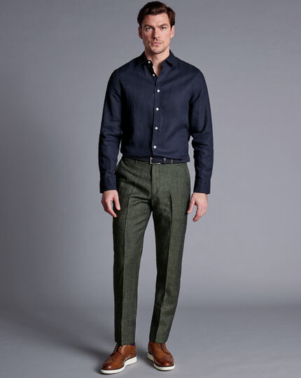 Linen Trousers - Forest Green